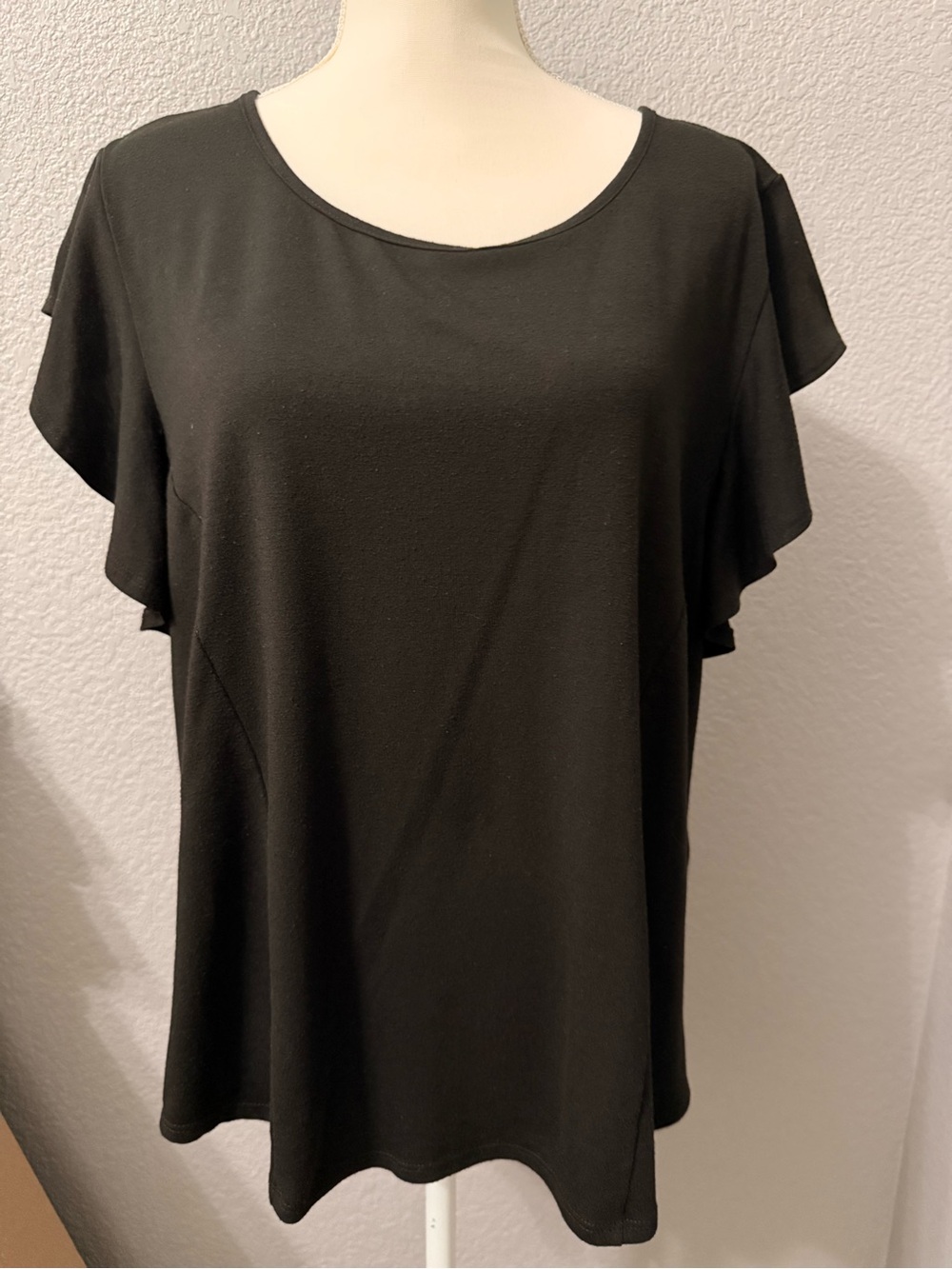 Avenue Black Flutter Sleeve Top with Strappy Back